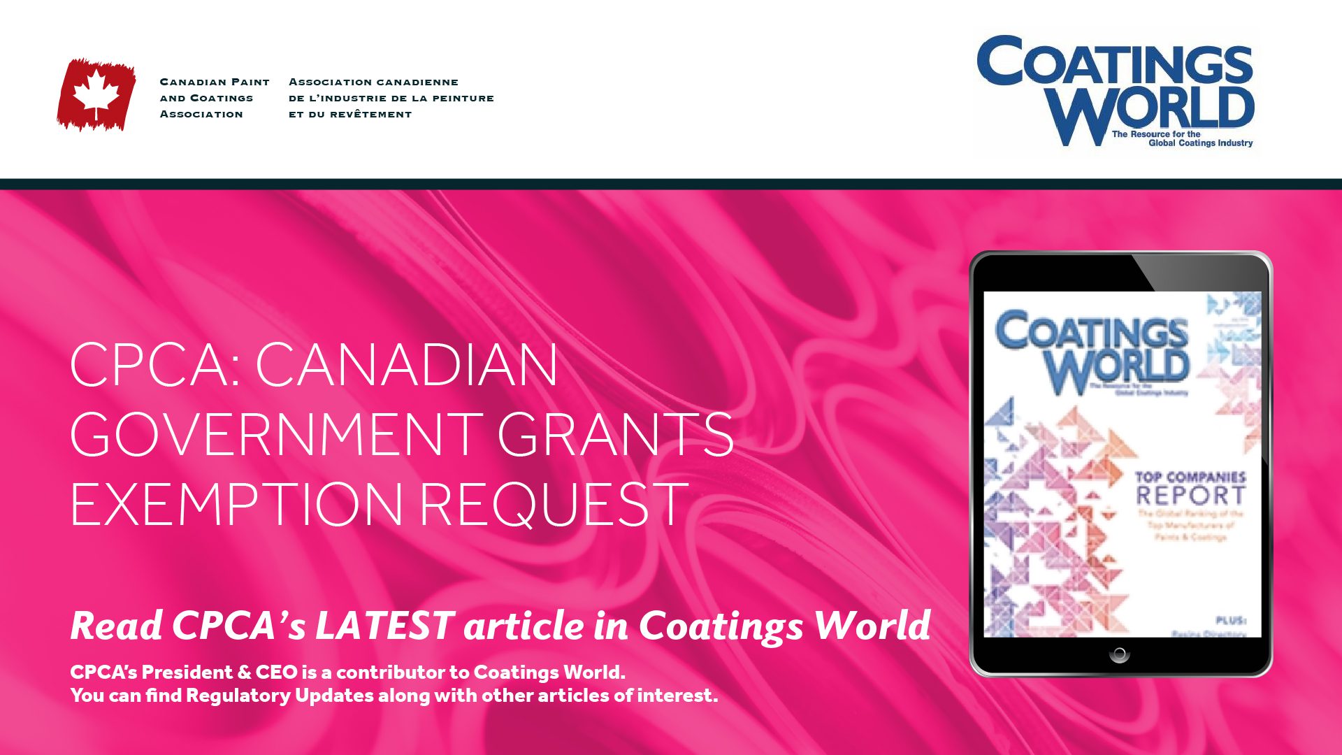 CPCA: Canadian Government Grants Exemption Request