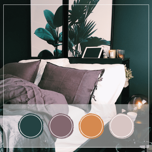 Mauve , Grey and Dark Green for Bedroom