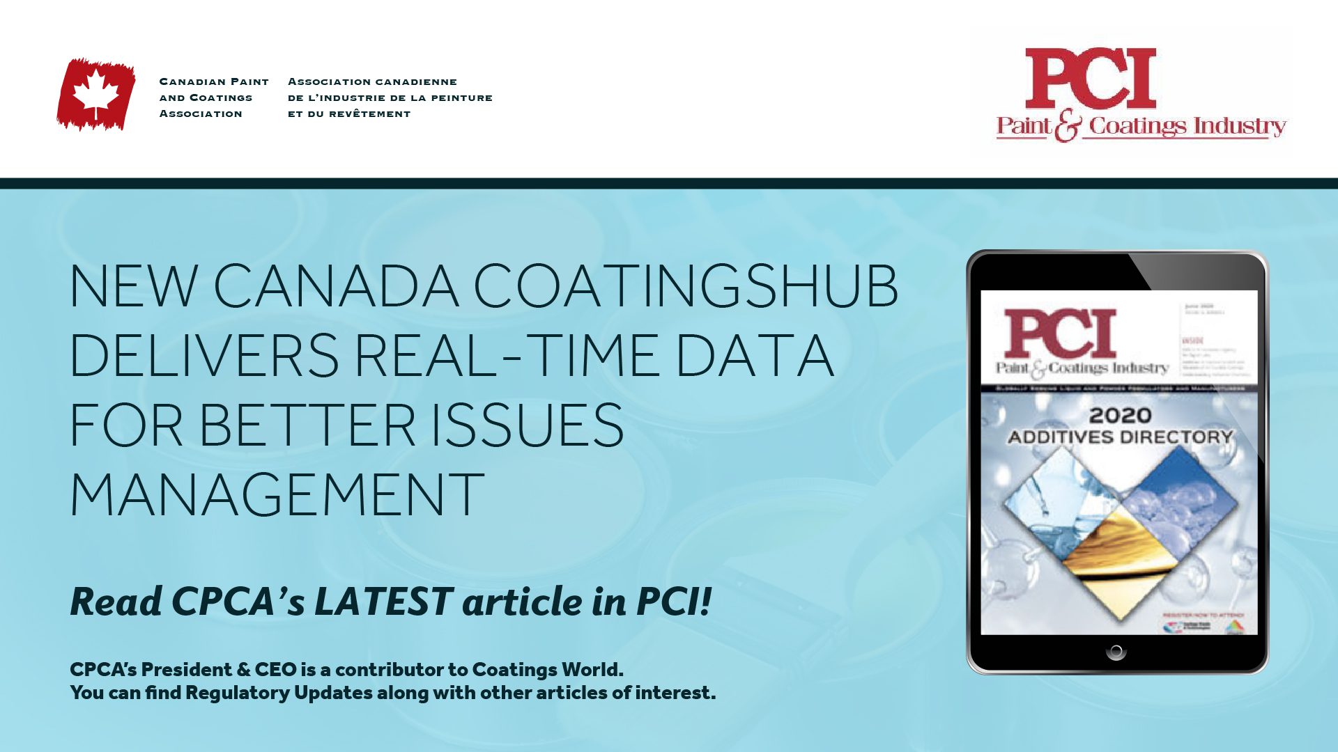 Canada CoatingsHUB Delivers Real-time Data
